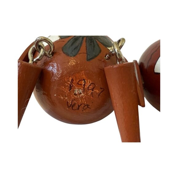 2 Pilgrim Turkey Shelf Sitters Handmade Folk Art Wooden Egg Movable Legs - Picture 10 of 13